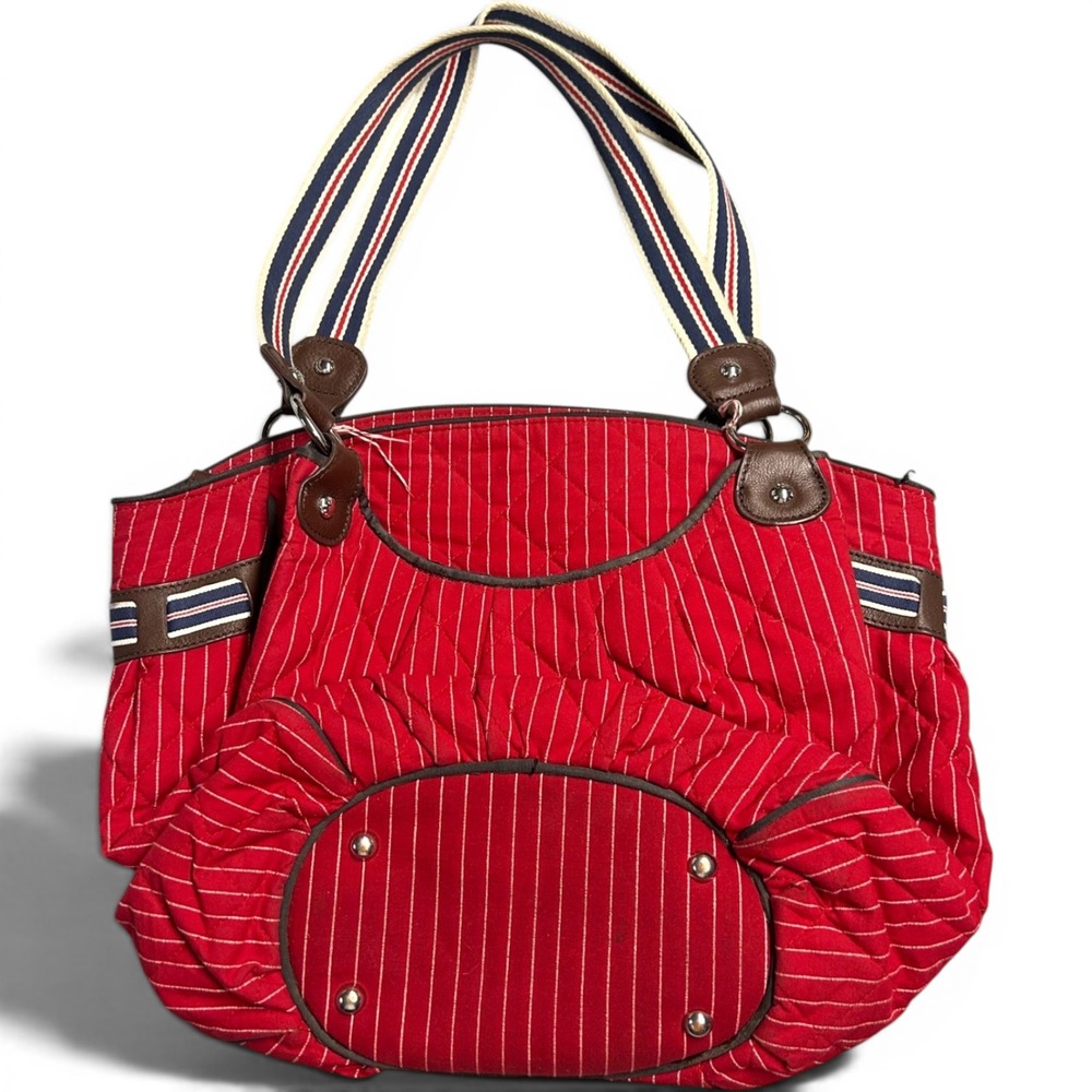 Vera Bradley‎ Shoulder Bag Red Women Medium Pinstripe Quilted Nautical Fish